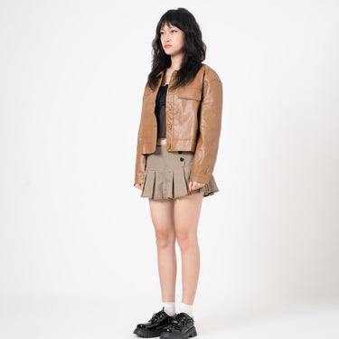 THREEK - IVY LEATHER JACKET BROWN