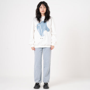 REISE - NILE OVERSIZED SWEATER - WHITE BLUE