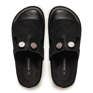 MADER - Button Clogs Suede - Black