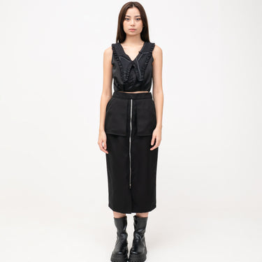 ANNOUNCE WEAR - RUFFLE CROP TOP BLACK