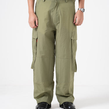 HAVOC - TENZ OLIVE GREEN NYLON PARACHUTE CARGO BALOON PANTS