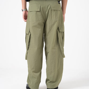 HAVOC - TENZ OLIVE GREEN NYLON PARACHUTE CARGO BALOON PANTS